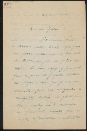 Letter to Philip Zilcken