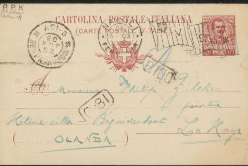 Postcard to Philip Zilcken