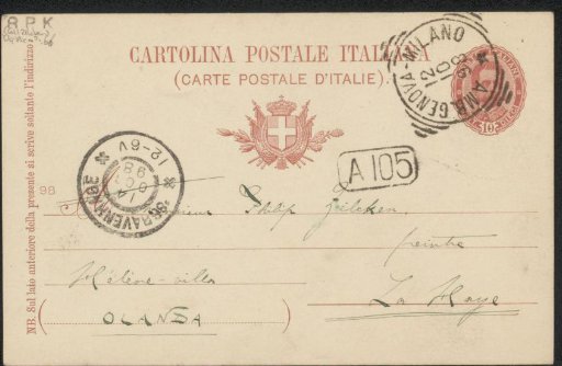 Postcard to Philip Zilcken