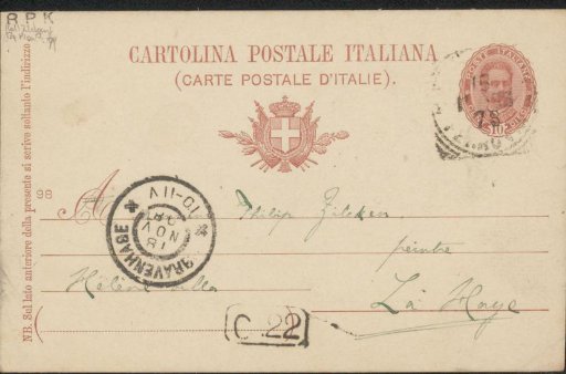 Postcard to Philip Zilcken