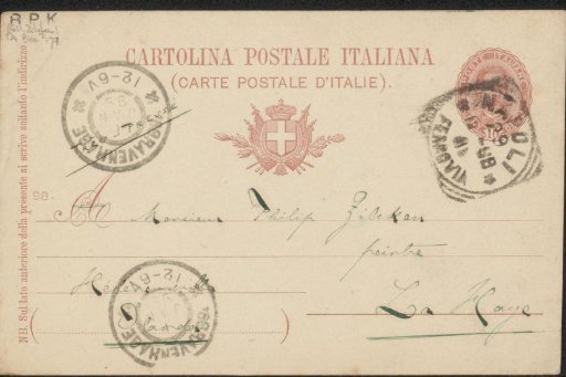 Postcard to Philip Zilcken