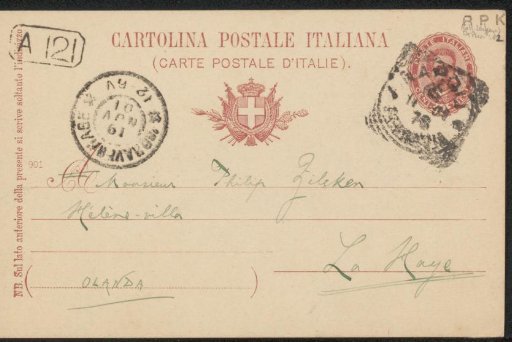 Postcard to Philip Zilcken