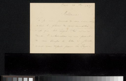 Letter to Helène Lambertine Hauzeur