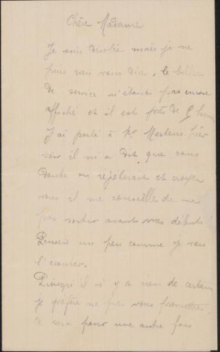 Letter to Helène Lambertine Hauzeur