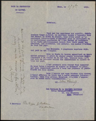Letter to Philip Zilcken