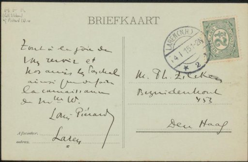 Postcard to Philip Zilcken