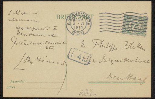 Postcard to Philip Zilcken