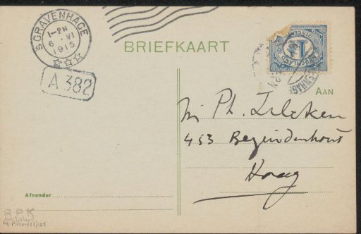 Postcard to Philip Zilcken