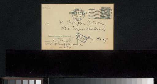 Postcard to Philip Zilcken