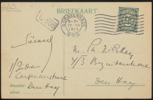 Postcard to Philip Zilcken