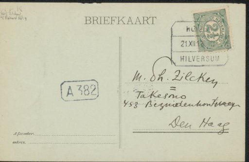 Postcard to Philip Zilcken