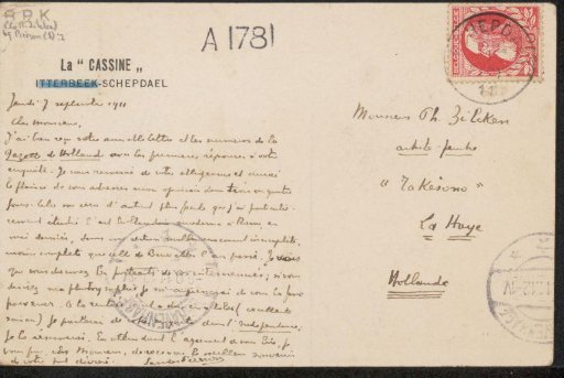 Postcard to Philip Zilcken