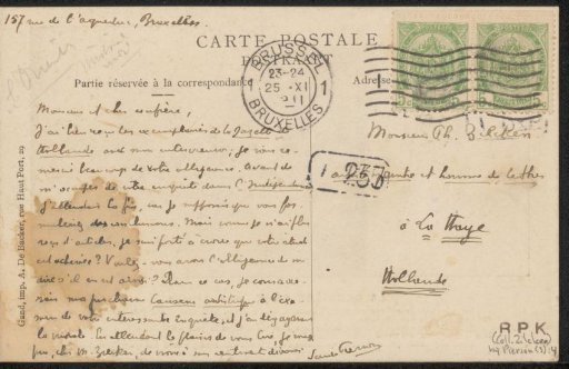 Postcard to Philip Zilcken