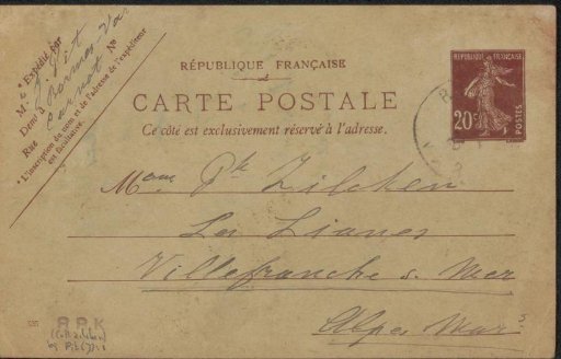 Postcard to Philip Zilcken
