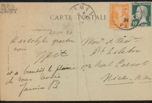 Picture postcard to Philip Zilcken