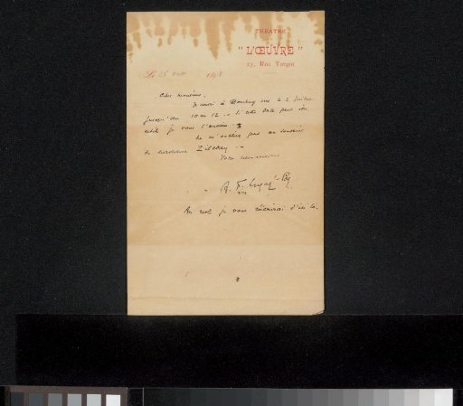 Letter to Philip Zilcken