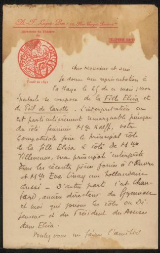 Letter to Philip Zilcken