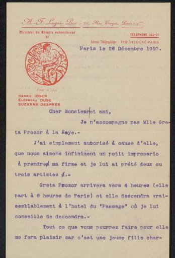 Letter to Philip Zilcken