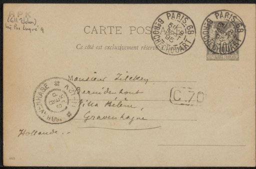 Postcard to Philip Zilcken