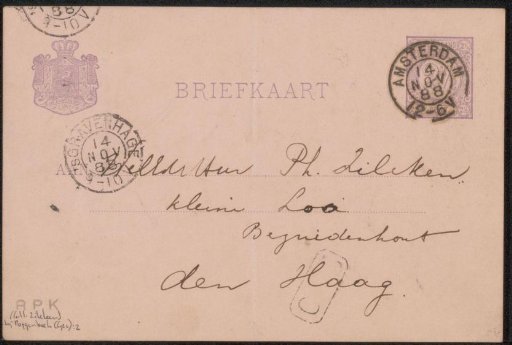 Postcard to Philip Zilcken