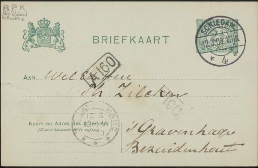 Postcard to Philip Zilcken