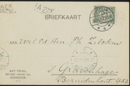 Postcard to Philip Zilcken