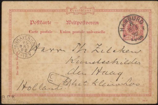 Postcard to Philip Zilcken
