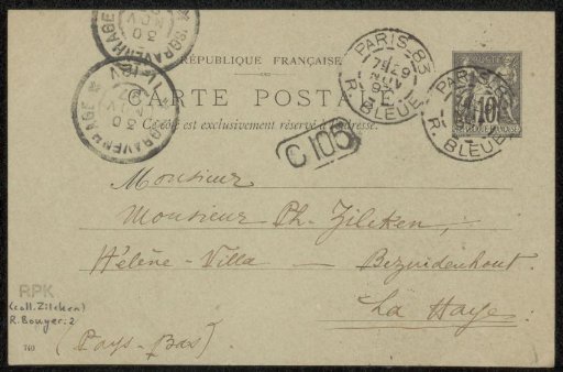 Postcard to Philip Zilcken
