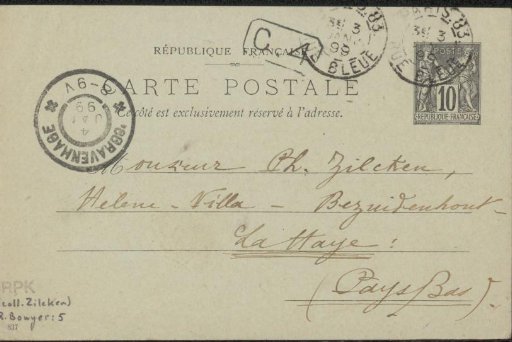 Postcard to Philip Zilcken