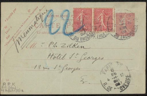 Postcard to Philip Zilcken