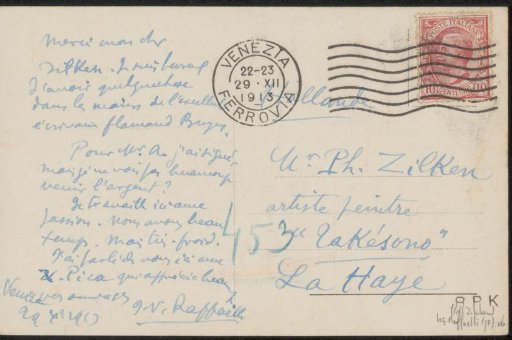 Postcard to Philip Zilcken