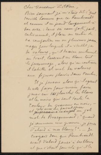 Letter to Philip Zilcken