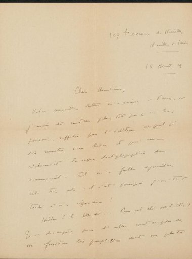 Letter to Philip Zilcken