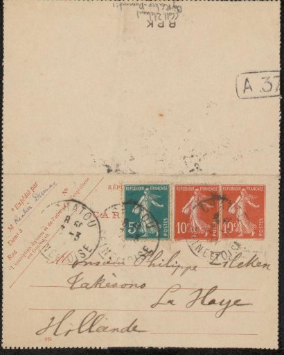 Postcard to Philip Zilcken