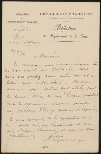 Letter to Philip Zilcken