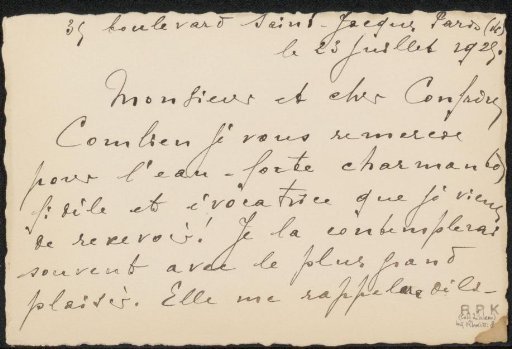 Letter to Philip Zilcken