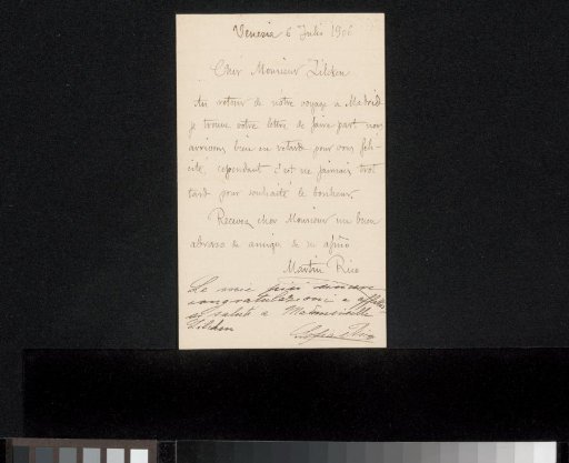 Letter to Philip Zilcken
