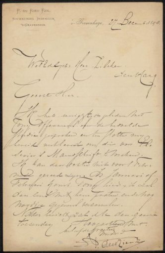 Letter to Philip Zilcken