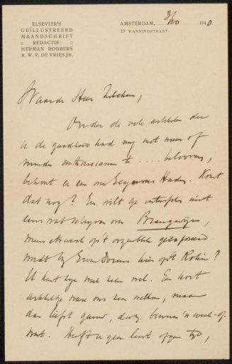 Letter to Philip Zilcken