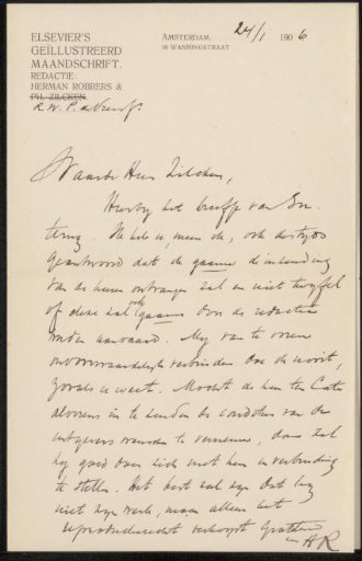 Letter to Philip Zilcken