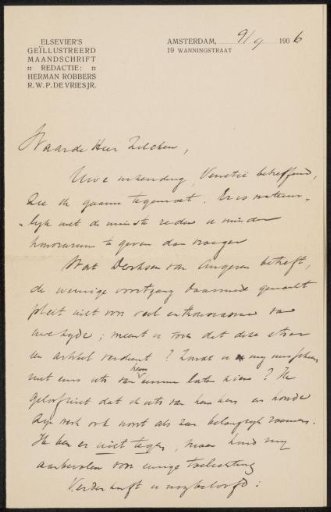 Letter to Philip Zilcken