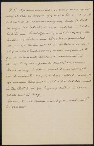 Letter to Philip Zilcken