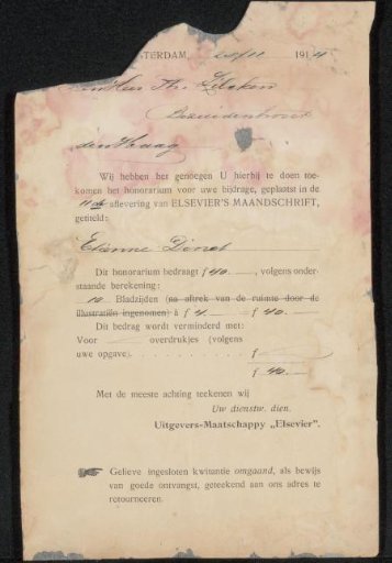 Letter to Philip Zilcken