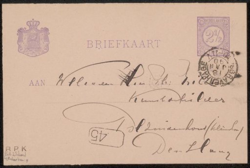 Postcard to Philip Zilcken