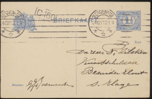 Postcard to Philip Zilcken