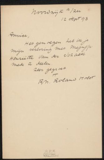 Letter to Philip Zilcken