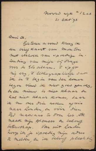 Letter to Philip Zilcken