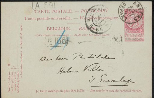 Postcard to Philip Zilcken
