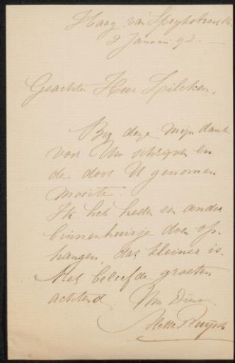 Letter to Philip Zilcken