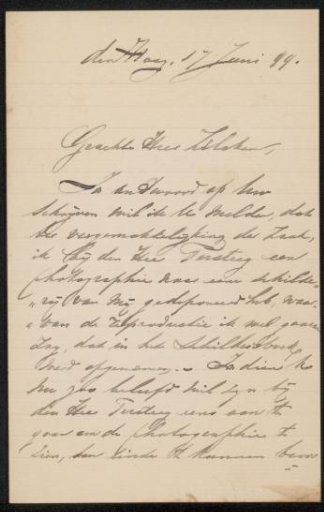 Letter to Philip Zilcken